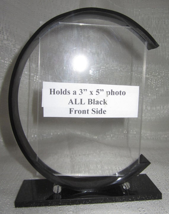 Art Deco Eames style moderne Lucite Plexi-glass photo frame 3" x 5" solid black
