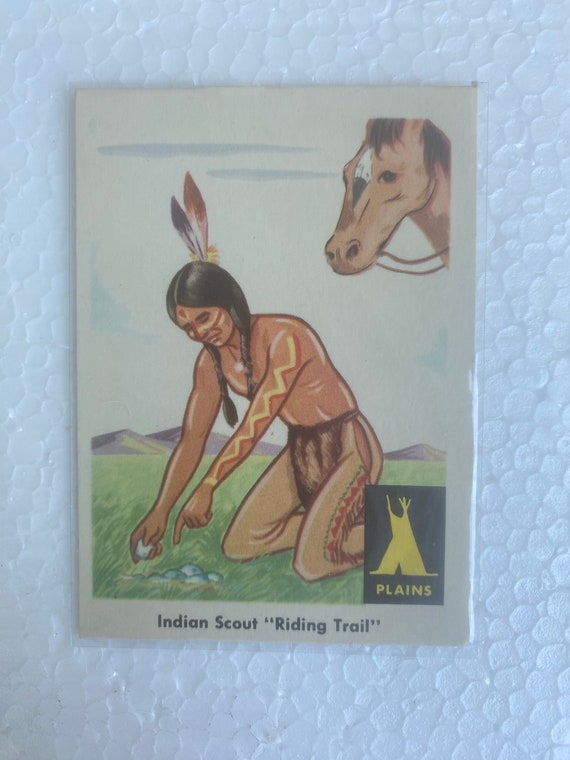 Vintage 1959 Indian Fleer Card #2 Indian Scout RIDING TRAIL  A Virgin card