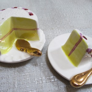 Salero y pimentero de cerámica vintage con forma de pastel de cumpleaños – Juego de utensilios de cocina de colección
