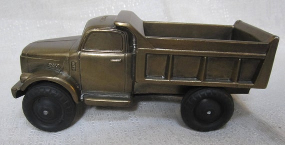 Vintage GMC Dump Truck large satin brass made in USA