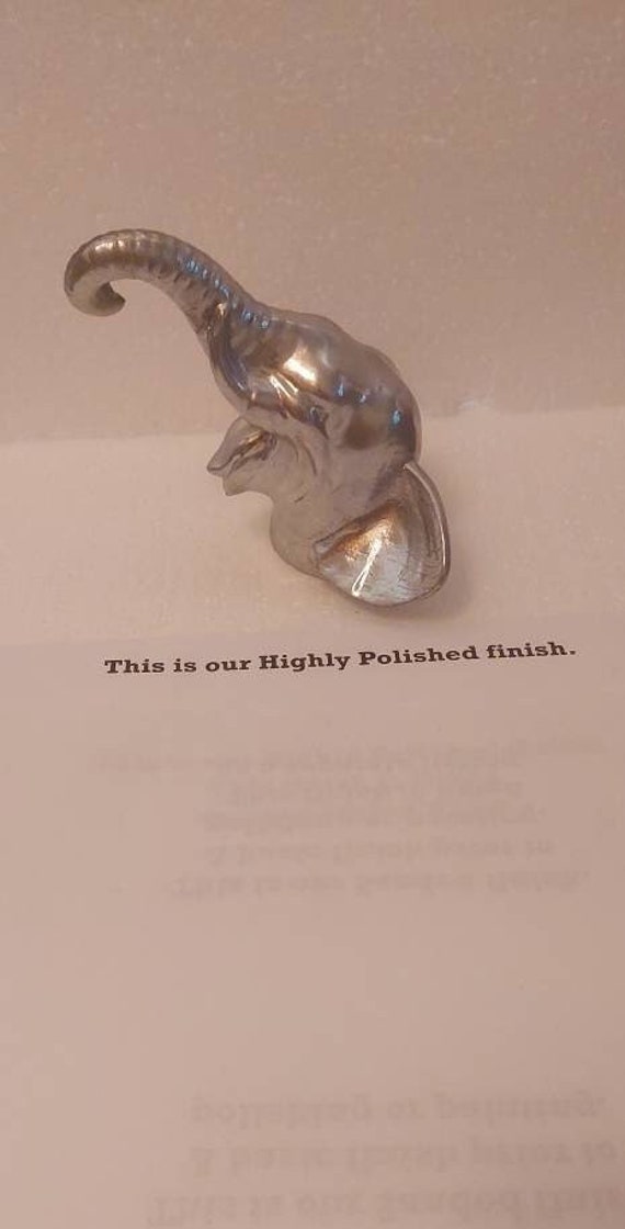 Topper Elephant bust with trunk up  car hood  motorcycle hood ornament mascot in several finishes of aluminum ~ USA