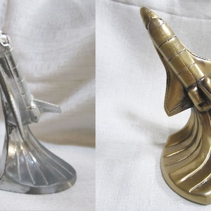 Vintage NASA Space Shuttle Columbia Art Deco bookend doorstop 6" tall ~ a single ~ available in several finishes ~ USA Made - Style #255