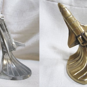 Vintage NASA Space Shuttle Columbia Art Deco bookend doorstop 6&quot; tall ~ a single ~ available in several finishes ~ USA Made - Style #255