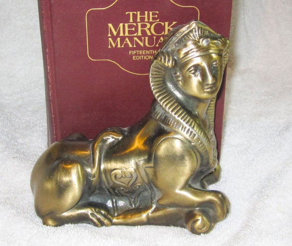 Unique large Egyptian Sphinx Statue Bookend or Doorstop in many finishes in metal ~ Sold EACH Made in the USA
