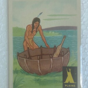 Vintage 1959 Indian Fleer Card #7 INDIAN LANZAMIENTO BULLBOAT Una tarjeta Virgen