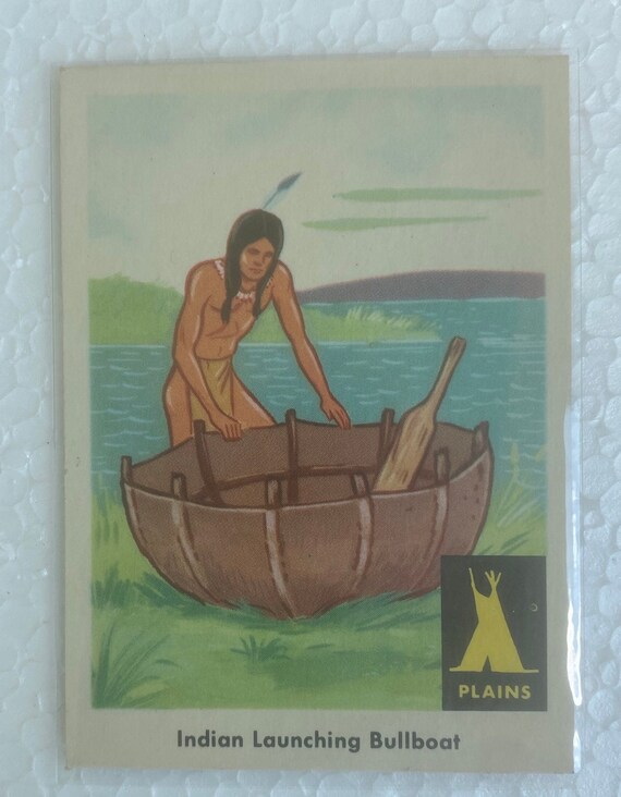 Vintage 1959 Indian Fleer Card #7 INDIAN LAUNCHING BULLBOAT  A Virgin card