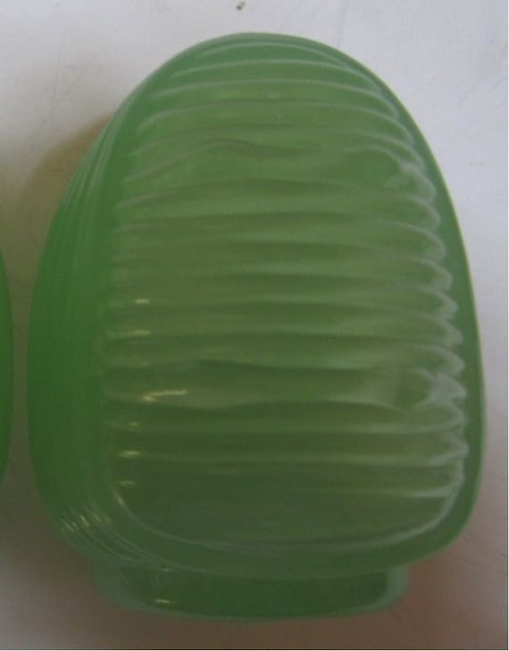 A Classic Vintage Glass Bird Cage Feeder - in Fire King Green - Style #B