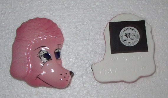 A Pair, 2 Vintage Poodle Magnets made of Ceramic, Sold as a pair, Style: #M30