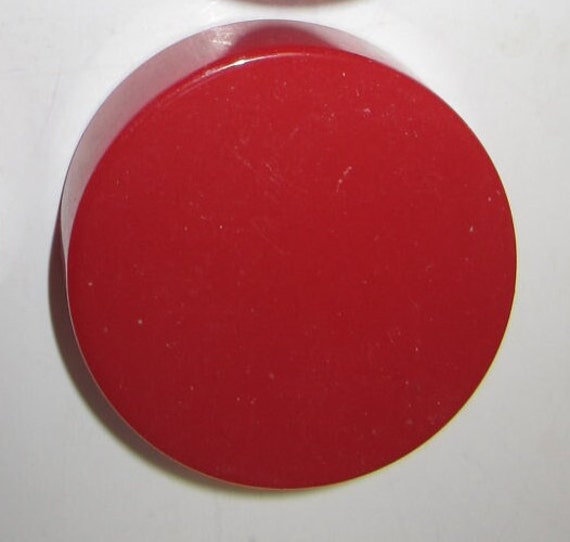 CHERRY RED  - Bakelite Catalin Checkers Backgammon 1/2" thick x 1-3/4" diameter American