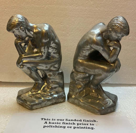 The Thinker by Musee Rodin Bookends in Metal and has Several finishes, A Single or a Pair - 7 Inches Tall ~ Made in the USA