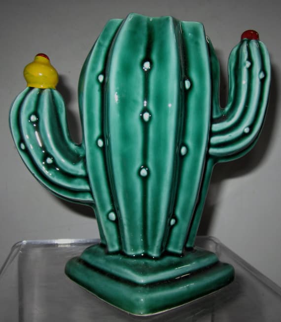Vintage Cactus Ceramic Green Vase or Drink Tumbler by Sarsaparilla - Item 341
