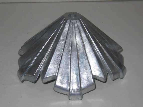 Several Vintage Art Deco - Mid Century Moderne solid aluminum statue or lamp bases or shades in several finishes 6" wide 3" tall USA