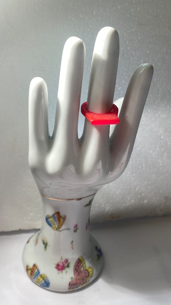 Vintage Bakelite Catalin 1/8" Wide Translucent Red Finger Ring in Assorted Sizes  Made in the USA