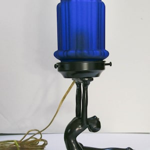 NUART and Frankart style art deco lamp base Nymph doing a split in assorted stages and colors, USA