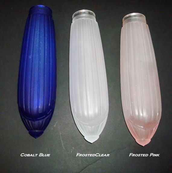 Vintage 70's Sarsaparilla Deco Designs DC-3 airplane replacement lamp globe for 1940's art deco shade in frosted glass in several colors.