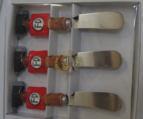 A Set of 3 Vintage FIREMAN Butter, Cheese, hors d'oeuvres or Jam Spreaders, 5" long, Style #85