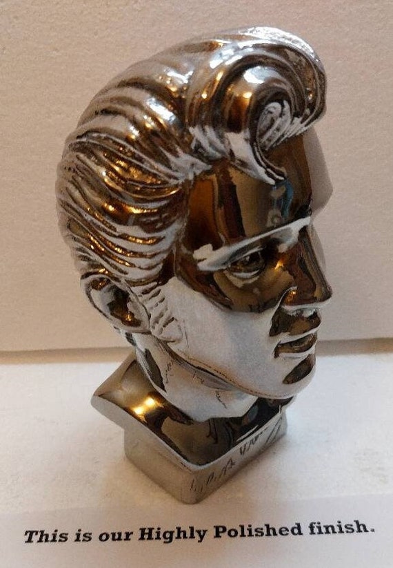 Vintage Elvis Presley,"The King of Rock and Roll" 6-3/4 inch tall. Metal Head-Bust, in several finishes - NOS = New old stock - USA