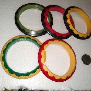 Bakelite/Catalin Bracelet - In Several Color Combinations and 5/16" wide and Scalloped inside