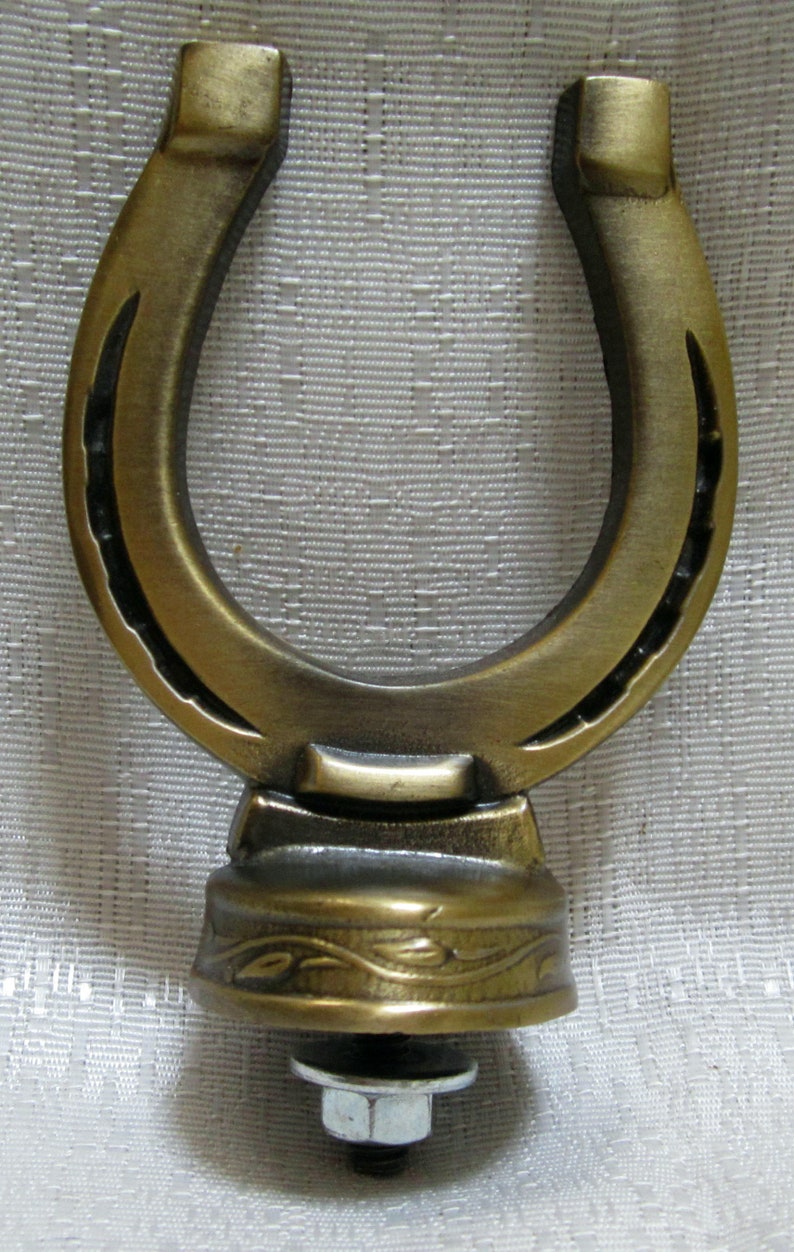 Topper Lucky Horseshoe Auto Hood Ornament Mascot Brass USA Etsy