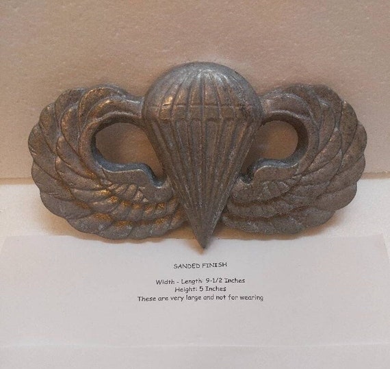 WWII USMC U.S. Army Airborne Paratrooper Parachute in the wings - 9" Long plaque in several different finishes - Made in USA