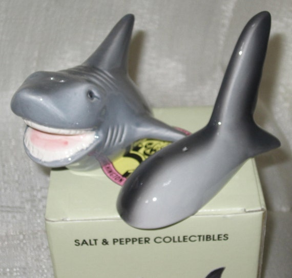 Jaws A Great White Shark and Tail Salt and Pepper Shakers Etsy