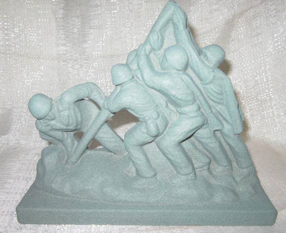 USMC WWII Iwo Jima Monument Statue  in Green patina metal very heavy USA made~ no flag
