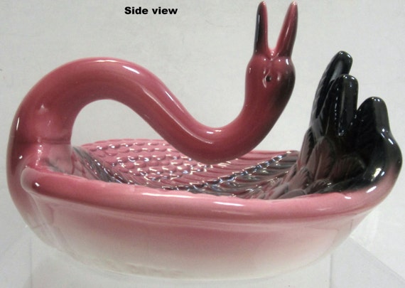 A Large Vintage 5" Tall Ceramic  Flamingo Ash Tray Soap Dish ~ Jewel Holder ~ Style #973