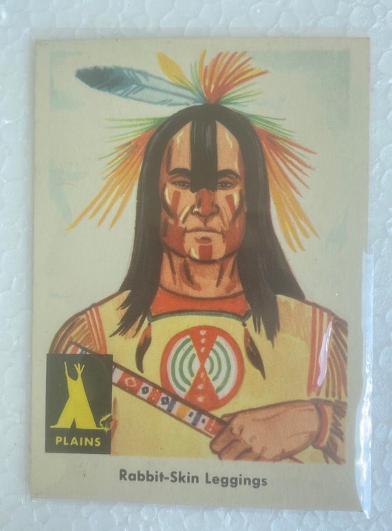 Vintage 1959 Indian Fleer Card #10 RABBIT - SKIN LEGGINGS = Virgin card