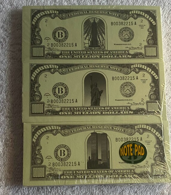 Vintage Packs of 3 different NYC Buildings including the WTC World Trade Center NYC 1 Million Dollar Triple Pack Mini-Money Note Pads