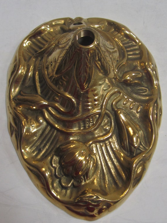 A Vintage Art Nouveau Student Lamp Solid Polished Brass  Lamp Base Casting ~ 6-1/4 inch x 4-5/8 inch