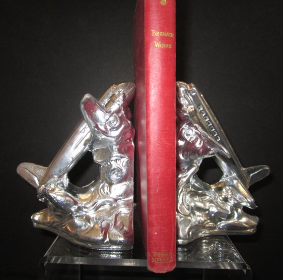 DC-3 Art Deco Airplane Bookends pair green, polished aluminum, brass, more colors