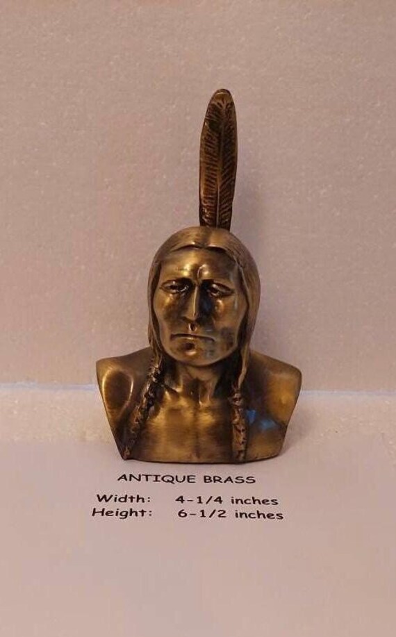 Vintage American Indian figure bank in several different finishes of metal Made in the USA