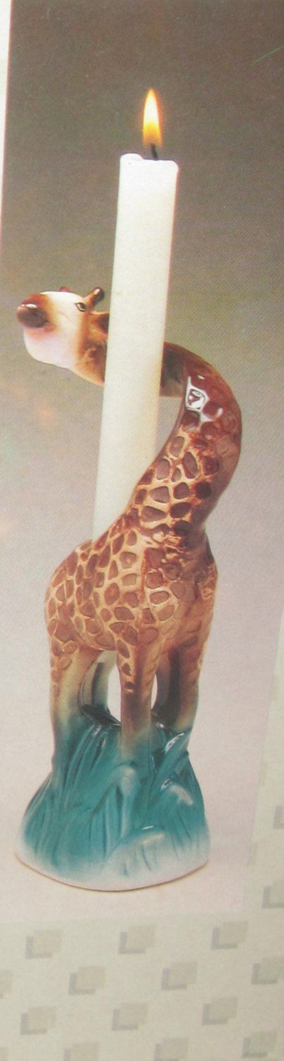 A Vintage Ceramic  8-1/2" tall Giraffe Candle Candlestick Holder ~ sold as a single - Item #314