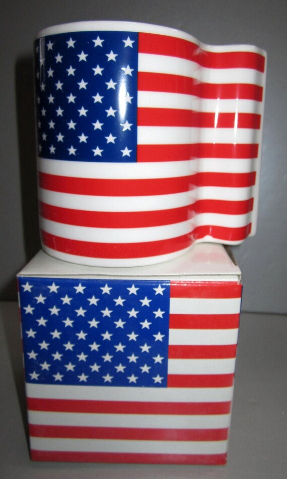 A Great Vintage American Flag Ceramic  Coffee Mug  - Style