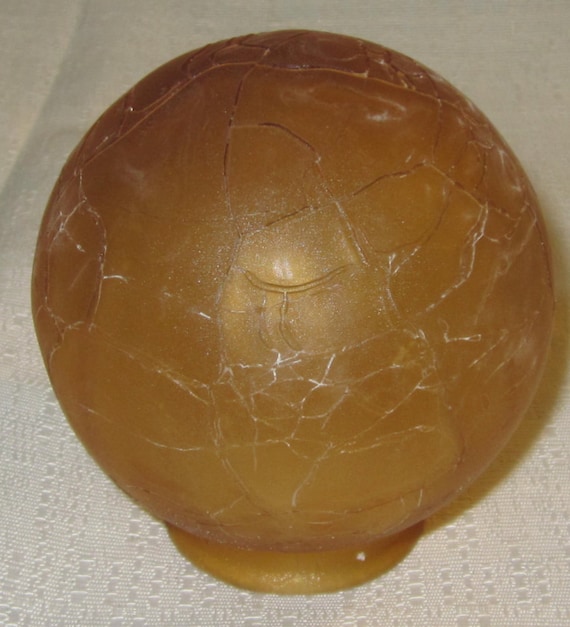 Vintage Frankart 3" Dia. 1-1/2" fitter lamp globe 1920's art deco Crackled frosted Amber glass