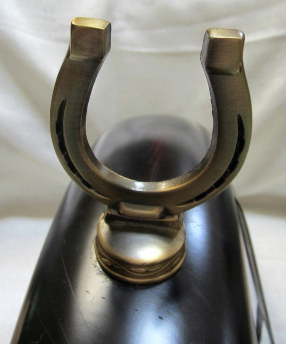 Topper Lucky Horseshoe Auto Hood Ornament Mascot brass~ USA made
