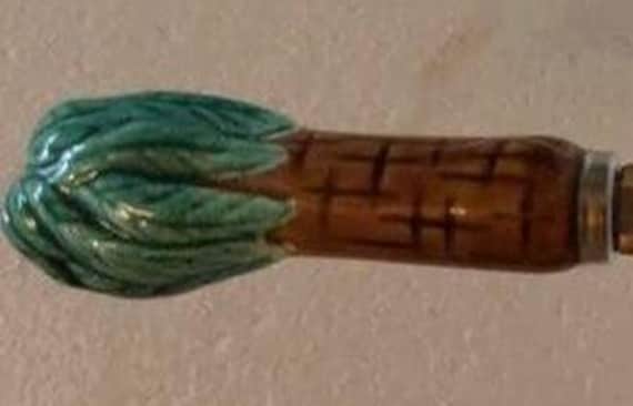 A  Vintage Palm Tree Letter Opener, 7" Long, Ceramic and Stainless Steel ~ c1986