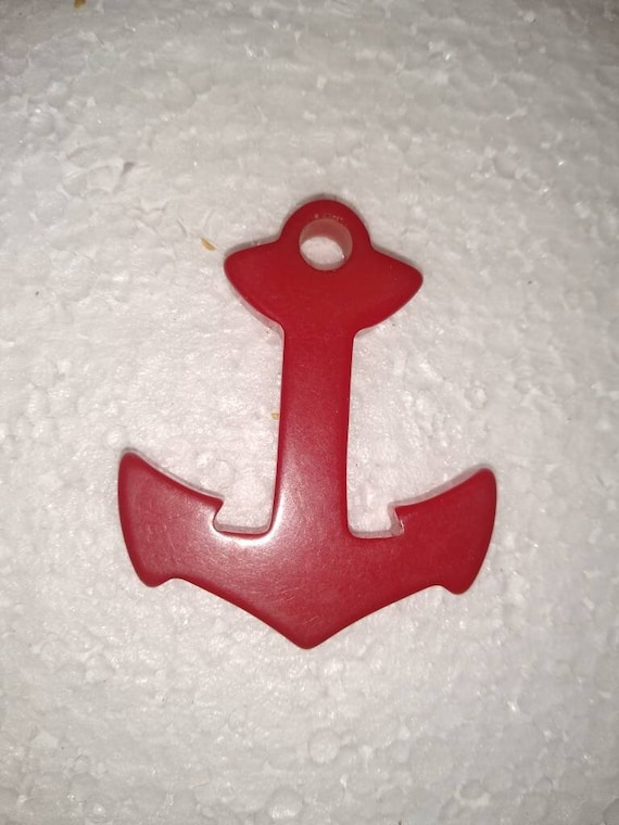 Vintage Bakelite Anchor in Cherry Red - 2 inches tall - USA made