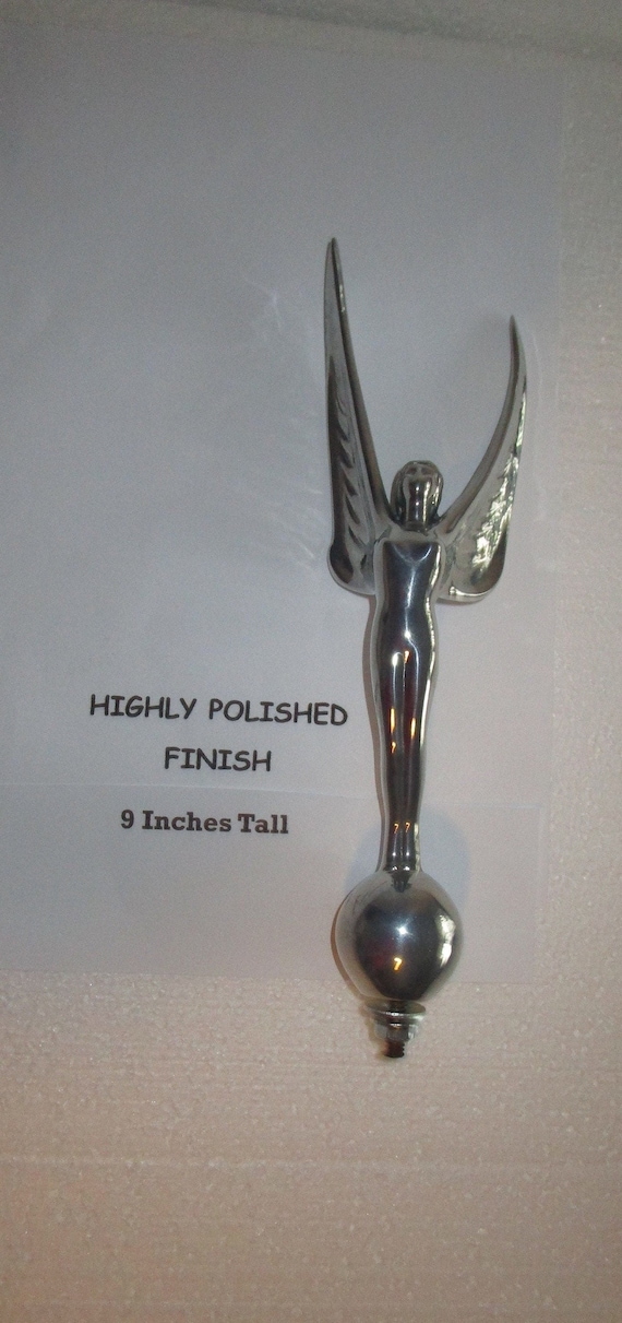 Topper A VINTAGE Nina Saemundsson Hood Ornament "Spirit of Achievement" art deco 9" tall in several finishes, Made in the USA.