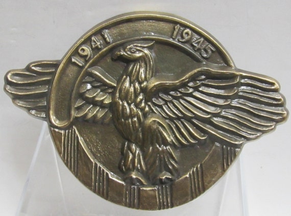 Vintage WWII All Mililtary 1941 - 1945 with Bald Eagle ~ Plaque or Grave Marker   USA  in 2 finiishes