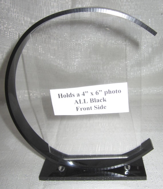 Art Deco Eames style moderne Lucite Plexi-glass photo frame for 4" x 6" photo - solid black