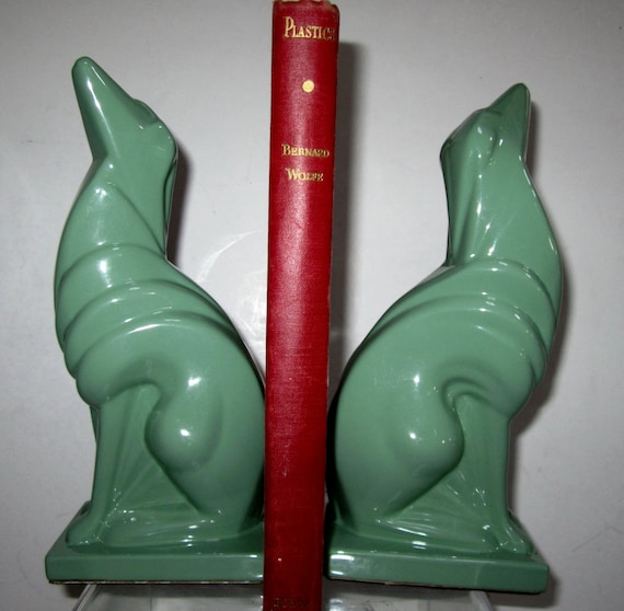 Vintage 8" metal Frankart Greyhound Russian Wolfhound Borzoi Bookends as a Pair or a Single~ Art Deco - assorted Finishes - USA