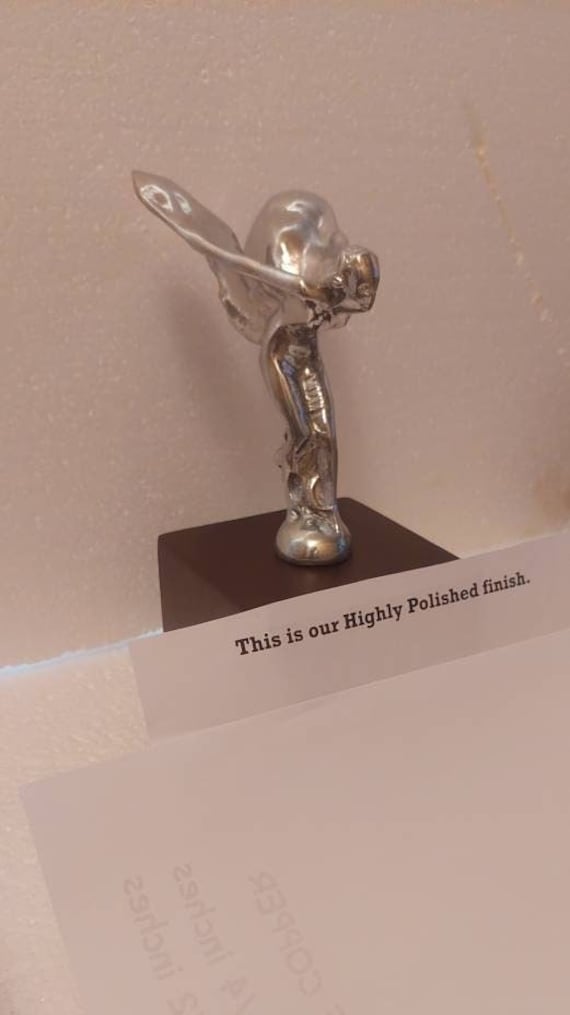Topper For the Spirit of Ecstasy Flying Lady with Wings Rolls Royce auto car - 6 inch tall - hood ornament mascot in several finishes
