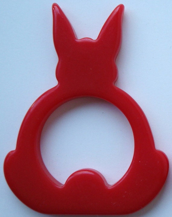 Vintage Bakelite Catalin Cherry Red Bunny Rabbit … - image 1