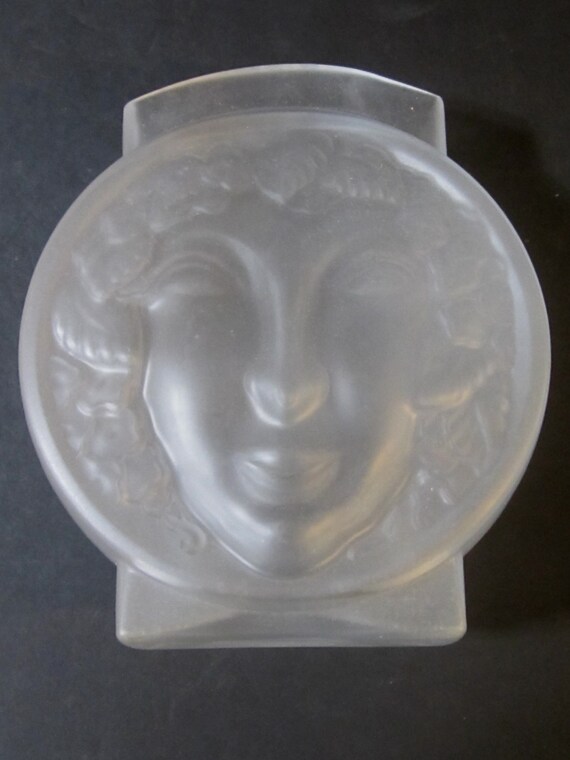 Vintage Sarsaparilla Art Deco Mother n Daughter  Frosted Clear Glass Vase ~Item 762C