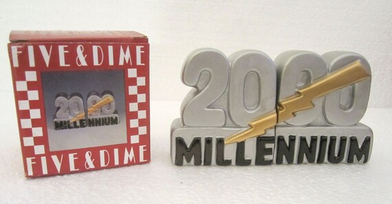 A Vintage Ceramic Year "2000 Millenium" - 3" Tall Salt and Pepper shakers - Style #323