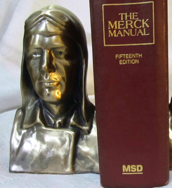 Charles Lindbergh aviator bust NX-211 bookend art deco brass metal a single