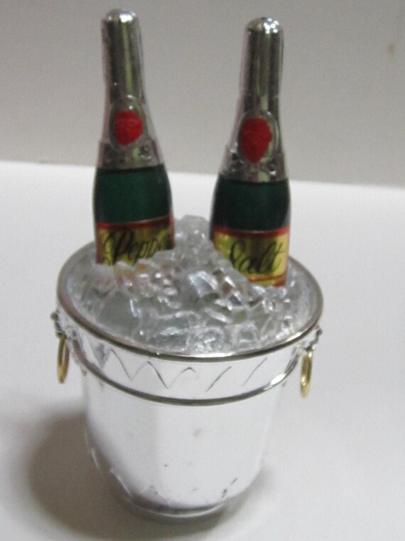 Vintage Shakers Champagne Bottles on Ice Salt & Pepper Shaker by Sarsaparilla Deco Designs - Style 424