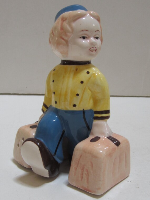【vintage】酔っぱらいのソルト＆ペッパーセット 置物 Vintage MCM 3” Ceramic Seated Dutch Boy and Girl Salt