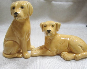 Vintage Ceramic Labrador Dog Salt and Pepper Shakers – Golden Retriever Pair